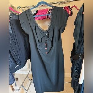 Stop Staring! Vintage Pin up Black Dress lace detail